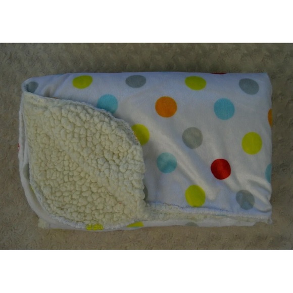 Little Journey Polka Dot Baby Blanket White Red Blue Gray Green Orange Sherpa